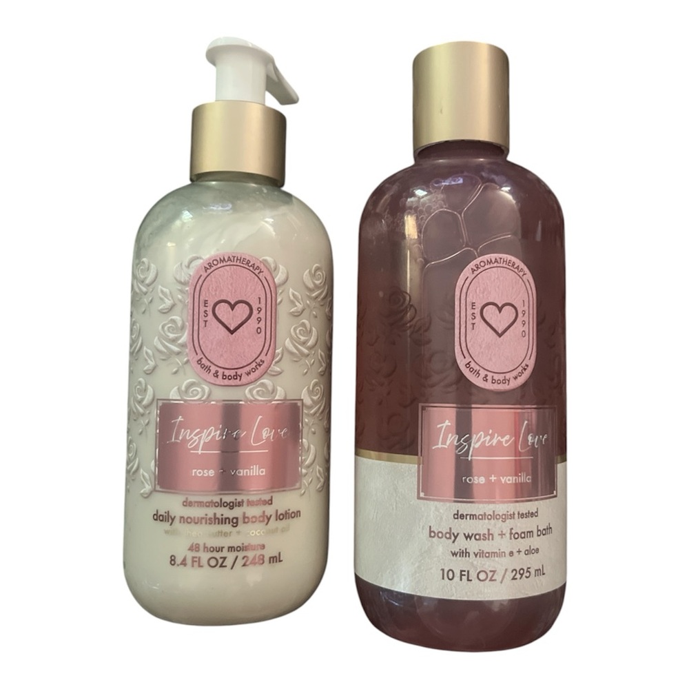 Aromatherapy Bath & Body WorkInspire Love Rose + Vanilla Body Wash & Lotion Set